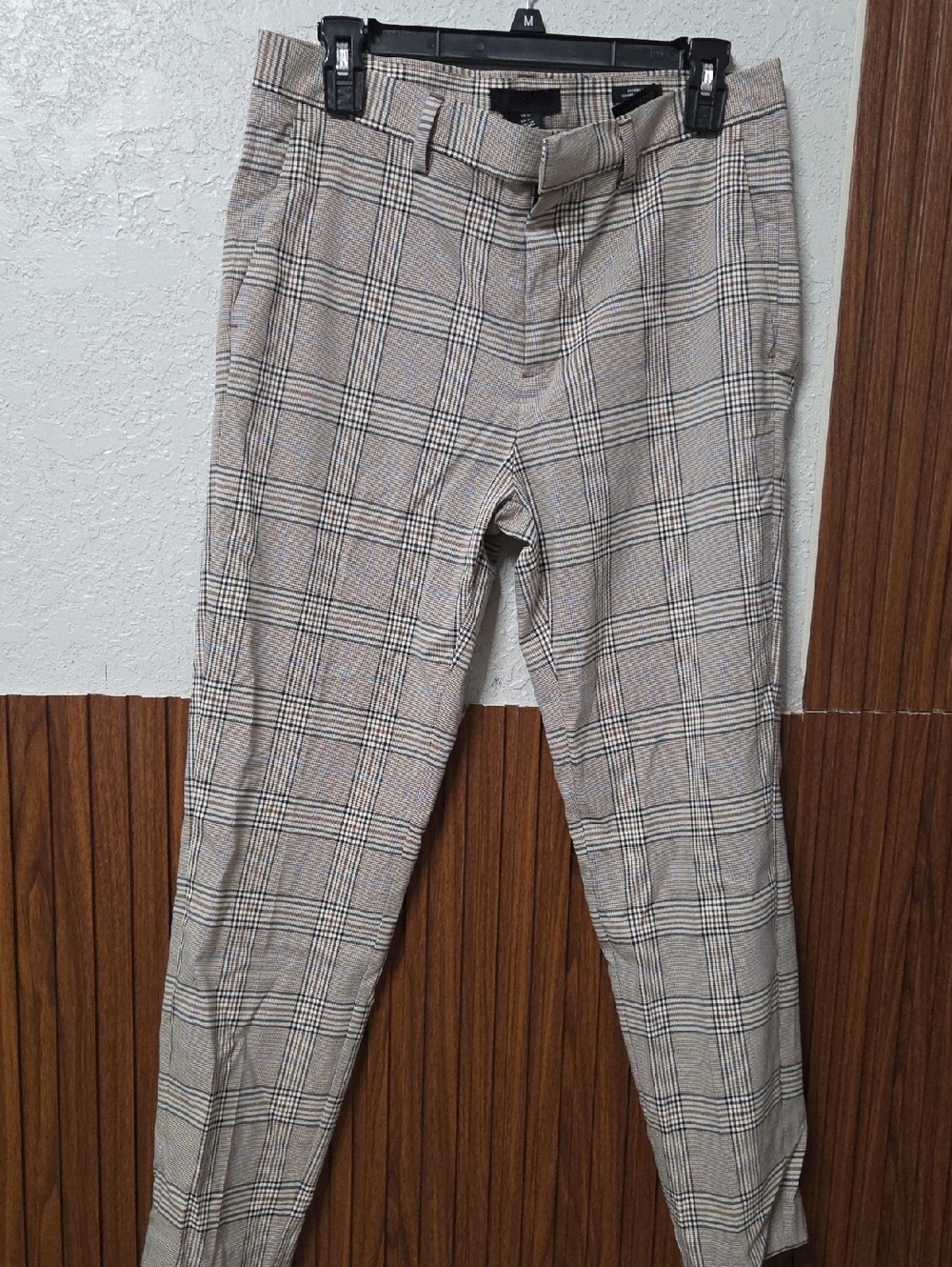 Men's Plaid Dress Pants in Beige Size 31x27 In